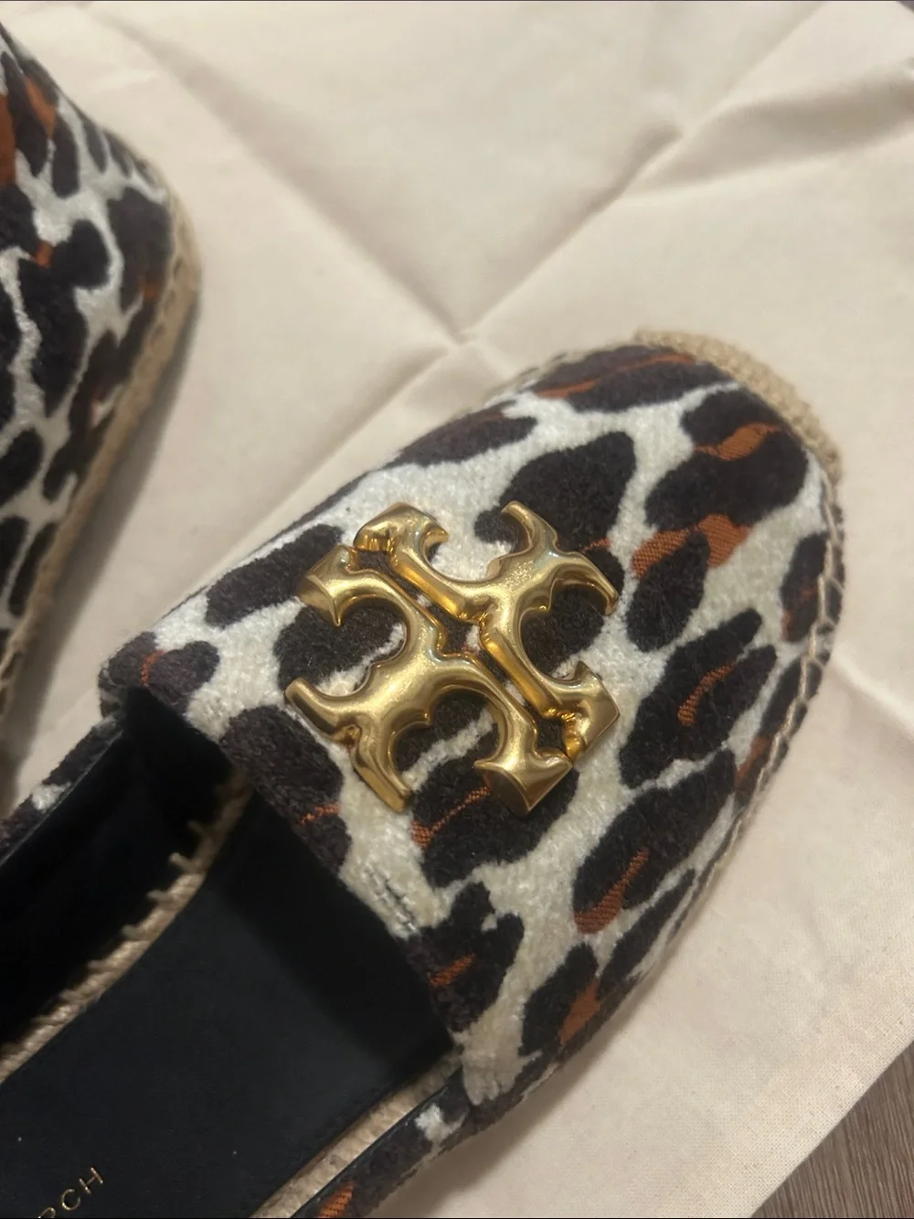 Tory Burch Leopard Print Espadrille Loafers with Gold Logo